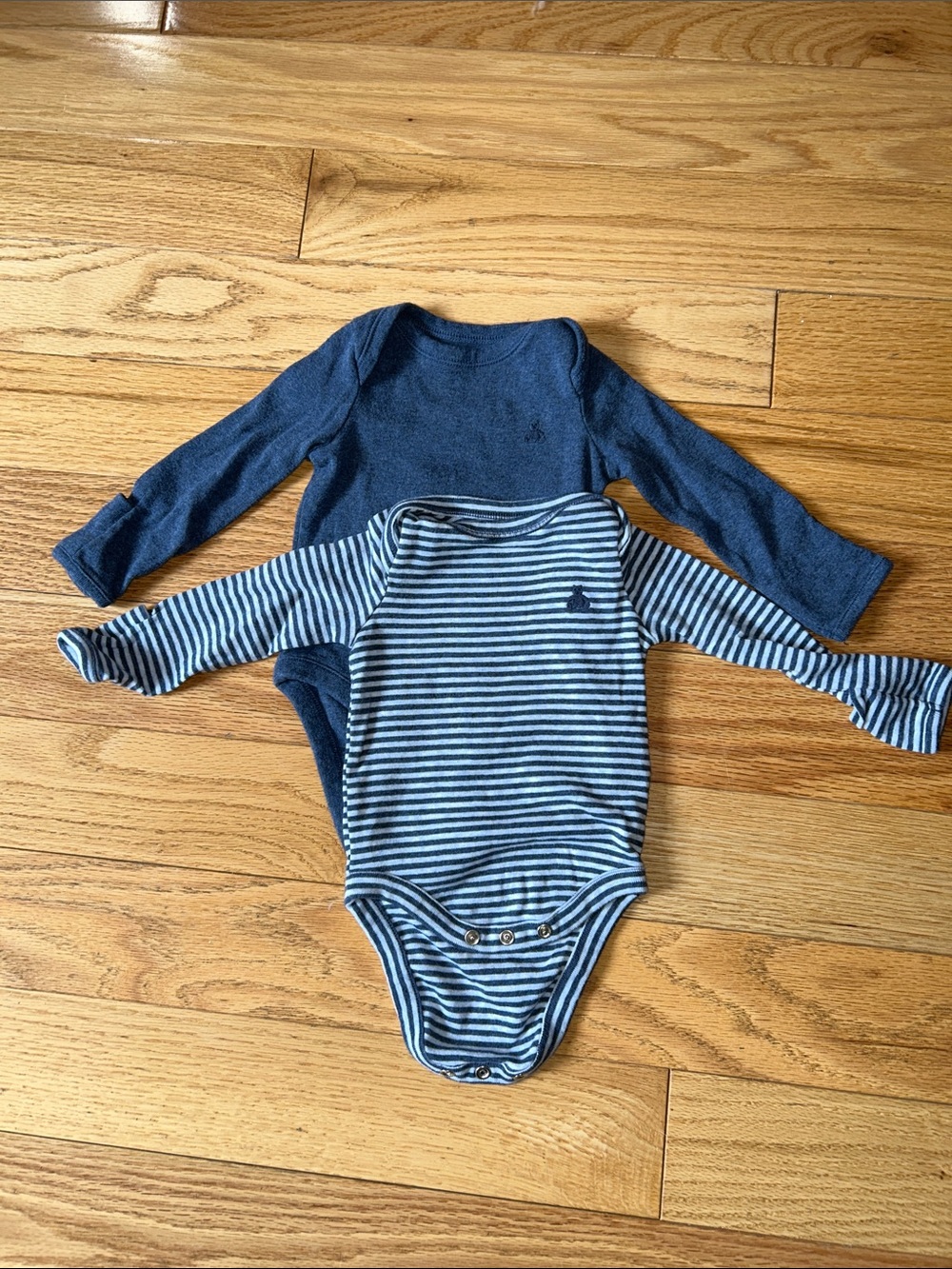 Baby Gap Blue Long-Sleeve One-Piece Bodysuits - 0-3M, Pack of 2